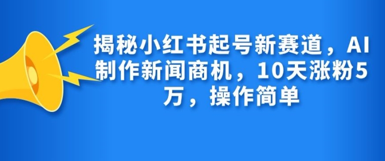 揭秘小红书起号新赛道，AI制作新闻商机，10天涨粉1万，操作简单-91学习网