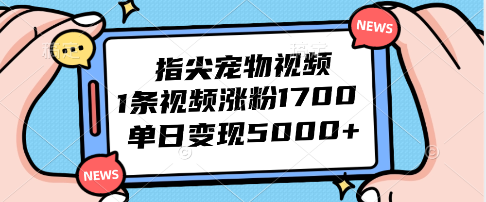 （12549期）指尖宠物视频，1条视频涨粉1700，单日变现5000+-91学习网