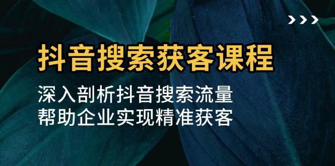 抖音搜索获客课程：深入剖析抖音搜索流量，帮助企业实现精准获客-91学习网