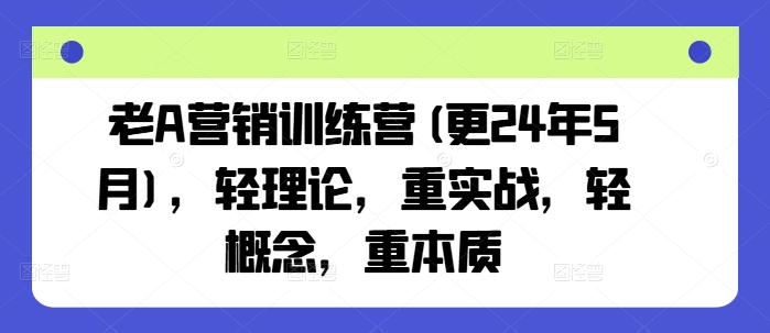 老A营销训练营(更24年10月)，轻理论，重实战，轻概念，重本质-91学习网