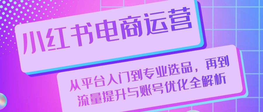 小红书电商运营：从平台入门到专业选品，再到流量提升与账号优化全解析-91学习网