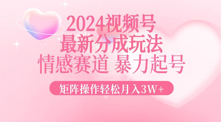 （12922期）2024最新视频号分成玩法，情感赛道，暴力起号，矩阵操作轻松月入3W+-91学习网