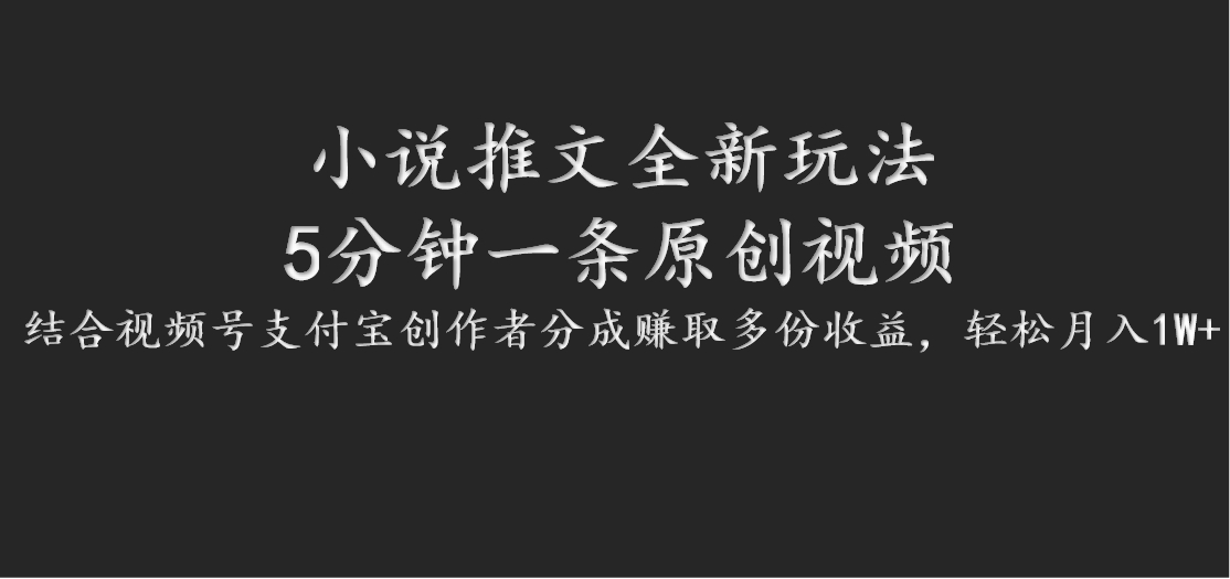 小说推文全新玩法，5分钟一条原创视频，结合视频号支付宝创作者分成赚取多份收益-91学习网