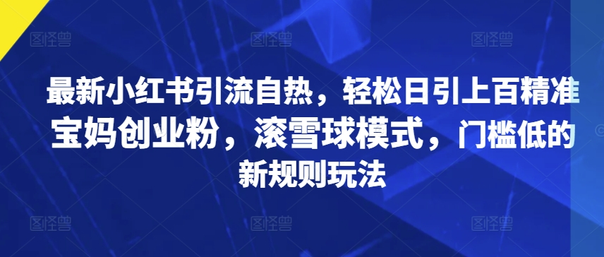 最新小红书引流自热，轻松日引上百精准宝妈创业粉，滚雪球模式，门槛低的新规则玩法-91学习网