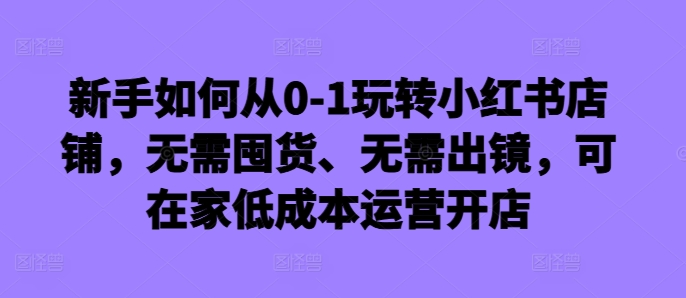新手如何从0-1玩转小红书店铺，无需囤货、无需出镜，可在家低成本运营开店-91学习网