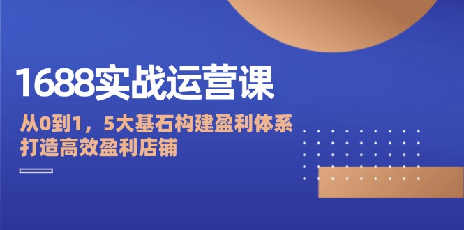 1688实战运营课：从0到1，5大基石构建盈利体系，打造高效盈利店铺-91学习网