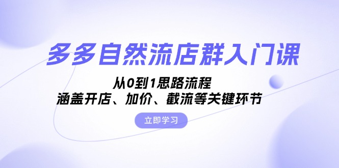 （13279期）多多自然流店群入门课，从0到1思路流程，涵盖开店、加价、截流等关键环节-91学习网