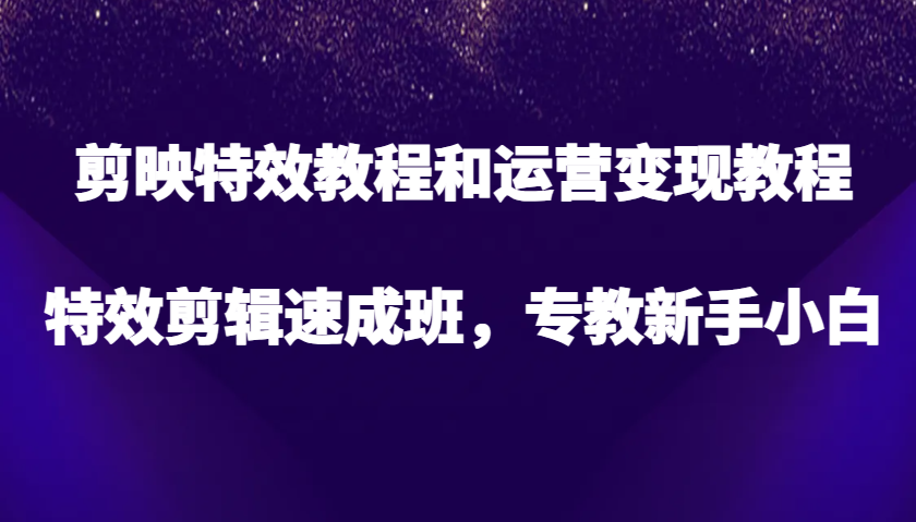 剪映特效教程和运营变现教程，特效剪辑速成班，专教新手小白-91学习网