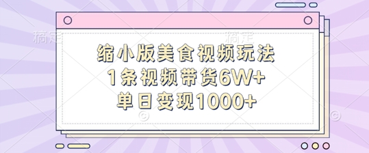 缩小版美食视频玩法，1条视频带货6W+，单日变现1k-91学习网