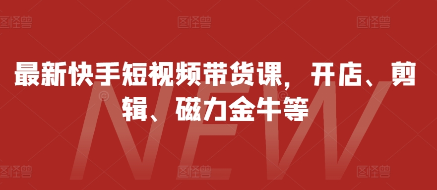 最新快手短视频带货课，开店、剪辑、磁力金牛等-91学习网