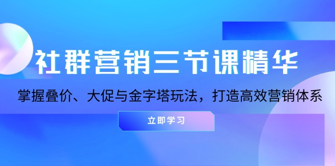 （13431期）社群营销三节课精华：掌握叠价、大促与金字塔玩法，打造高效营销体系-91学习网