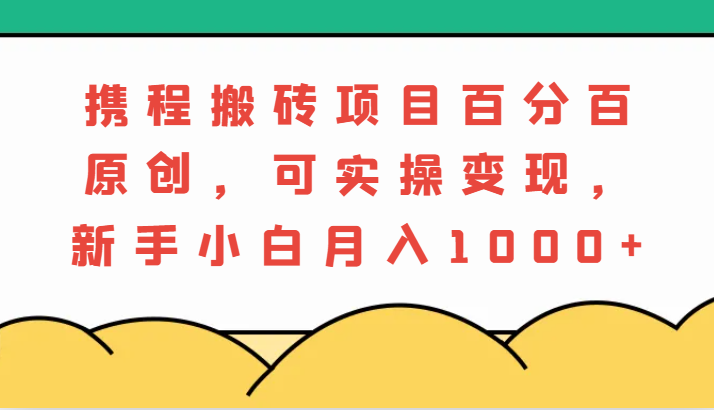 携程搬砖项目，百分百原创，可实操变现，新手小白月入1000+-91学习网