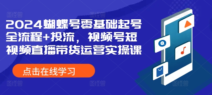 2024蝴蝶号零基础起号全流程+投流，视频号短视频直播带货运营实操课-91学习网