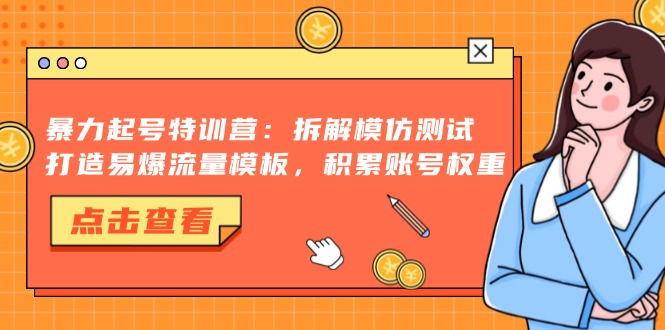 （13184期）暴力起号特训营：拆解模仿测试，打造易爆流量模板，积累账号权重-91学习网