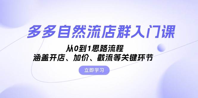 多多自然流店群入门课，从0到1思路流程，涵盖开店、加价、截流等关键环节-91学习网