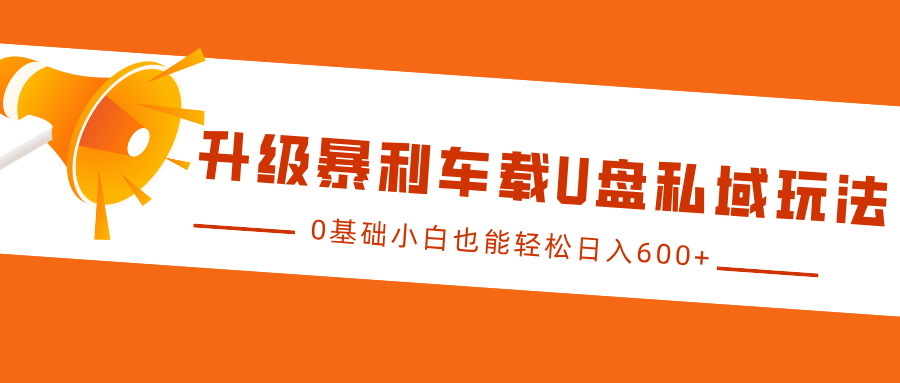 升级暴利车载U盘私域玩法，0基础小白也能轻松日入600+-91学习网