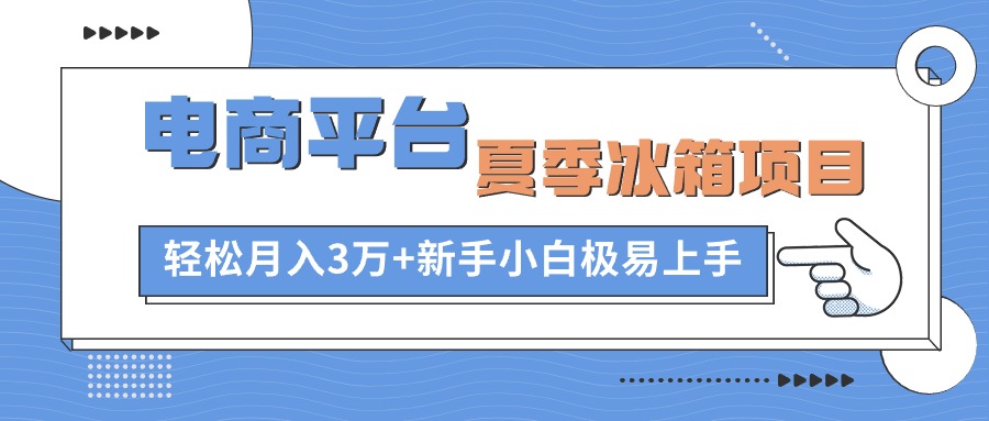 电商平台冰箱项目，项目门槛低，0成本投入，小白轻松上手-91学习网