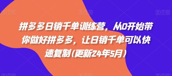 拼多多日销千单训练营，从0开始带你做好拼多多，让日销千单可以快速复制(更新24年10月)-91学习网