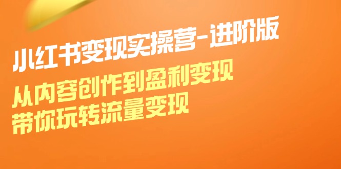 小红书变现实操营进阶版：从内容创作到盈利变现，带你玩转流量变现-91学习网