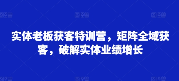 实体老板获客特训营，矩阵全域获客，破解实体业绩增长-91学习网