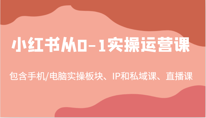 小红书从0-1实操运营课，包含手机/电脑实操板块、IP和私域课、直播课（97节）-91学习网