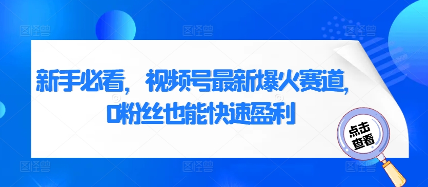 新手必看，视频号最新爆火赛道，0粉丝也能快速盈利-91学习网