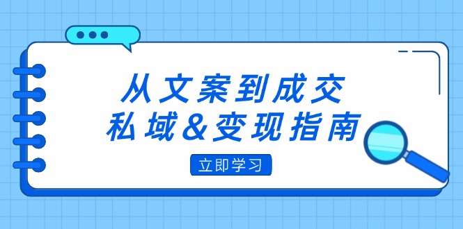 （12641期）从文案到成交，私域&变现指南：朋友圈策略+文案撰写+粉丝运营实操-91学习网