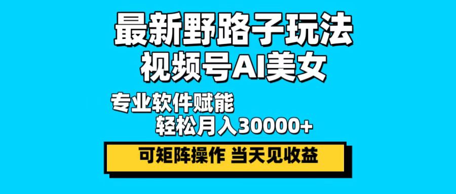 （12798期）最新野路子玩法，视频号AI美女，当天见收益，轻松月入30000＋-91学习网