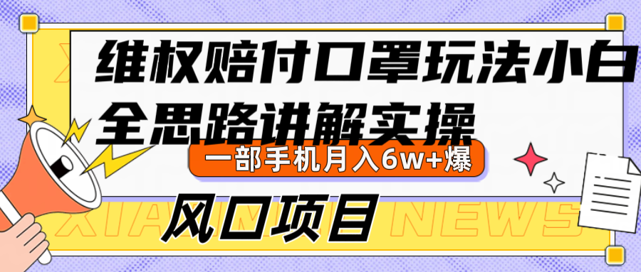 维权赔付口罩玩法，小白也能月入6w+，风口项目实操-91学习网