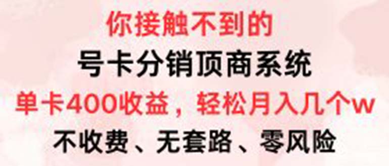 （12820期）号卡分销顶商系统，单卡400+收益。0门槛免费领，月入几W超轻松！-91学习网