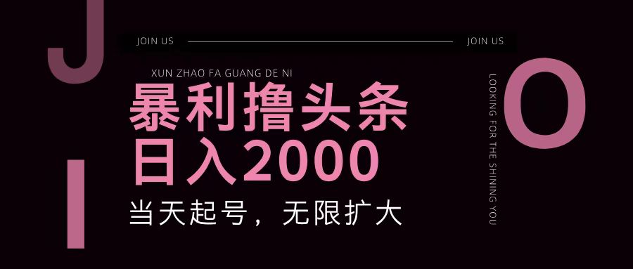 暴利撸头条，单号日入2000+，可无限扩大-91学习网