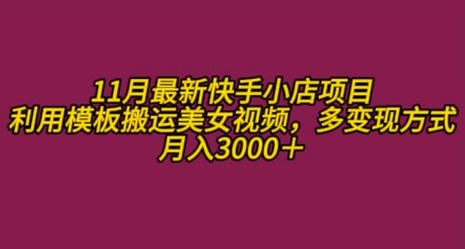 11月K总部落快手小店情趣男粉项目，利用模板搬运美女视频，多变现方式月入3000+-91学习网