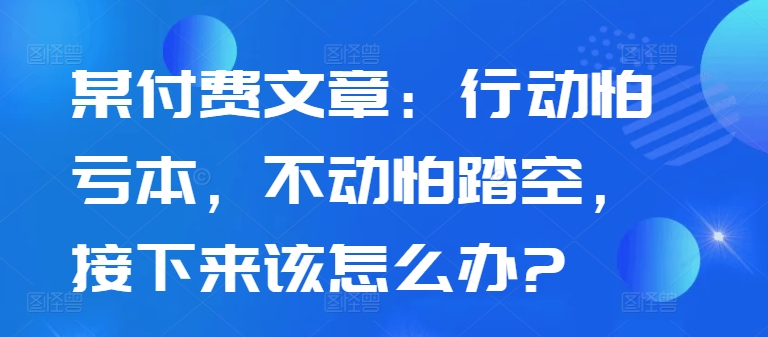 某付费文章：行动怕亏本，不动怕踏空，接下来该怎么办?-91学习网