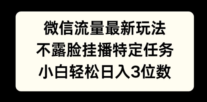 微信流量最新玩法，不露脸直播小游戏，小白轻松日入3位数-91学习网