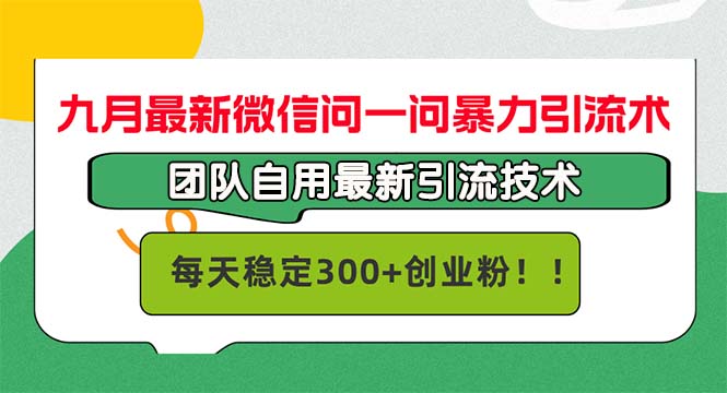 （12735期）九月最新微信问一问暴力引流术，团队自用引流术，每天稳定300+创…-91学习网