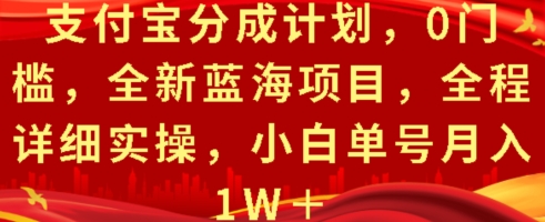 支付宝分成计划，0门槛，全新蓝海项目，全程详细实操，小白单号月入1W+-91学习网