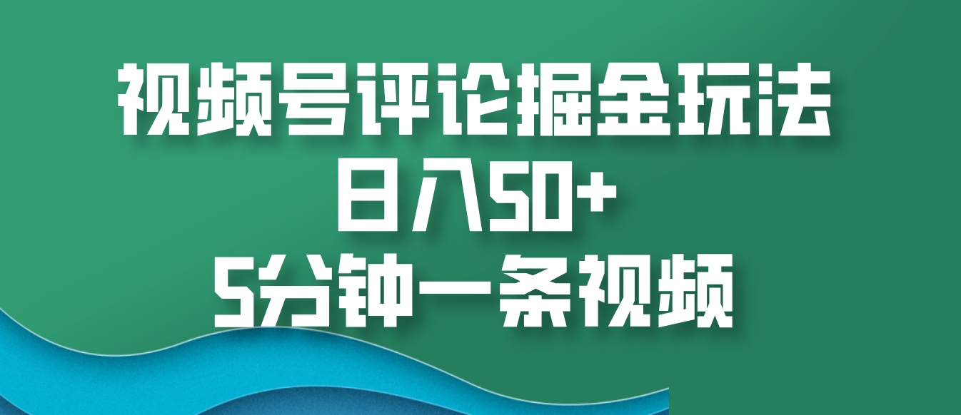 视频号评论掘金玩法，日入50+，5分钟一条视频-91学习网