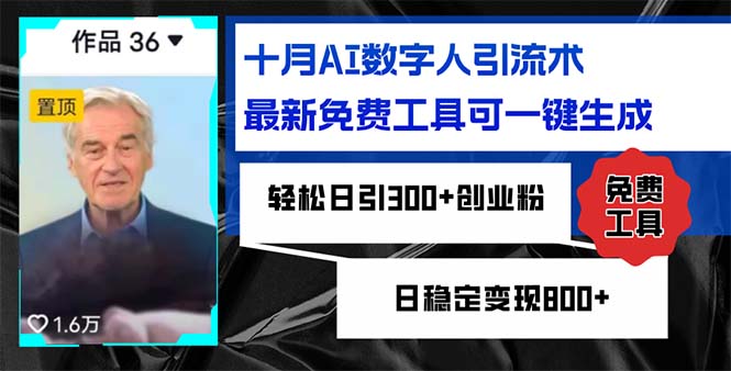 （12963期）十月AI数字人引流术，最新免费工具可一键生成，轻松日引300+创业粉日稳…-91学习网