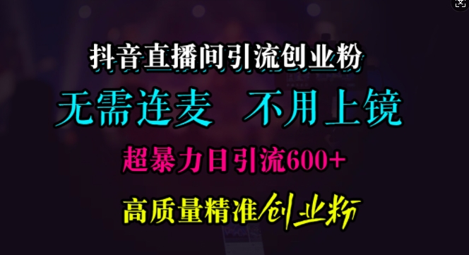 抖音直播间引流创业粉，无需连麦、无需上镜，超暴力日引流600+高质量精准创业粉【揭秘】-91学习网