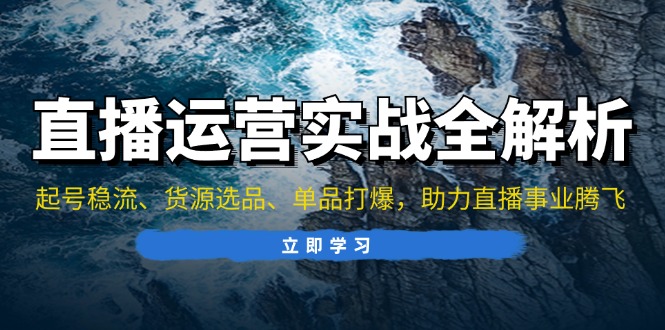 （13294期）直播运营实战全解析：起号稳流、货源选品、单品打爆，助力直播事业腾飞-91学习网