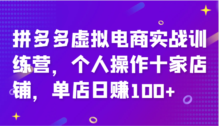 拼多多虚拟电商实战训练营，个人操作十家店铺，单店日赚100+-91学习网