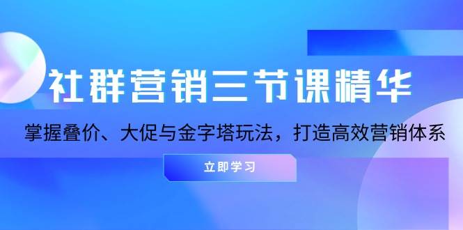 社群营销三节课精华：掌握叠价、大促与金字塔玩法，打造高效营销体系-91学习网