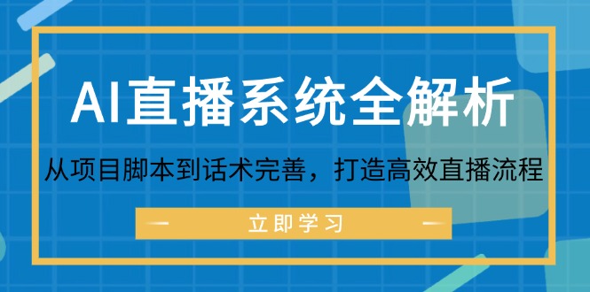 （12509期）AI直播系统全解析：从项目脚本到话术完善，打造高效直播流程-91学习网