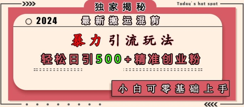 最新搬运混剪暴力引流玩法，轻松日引500+精准创业粉，小白可零基础上手-91学习网