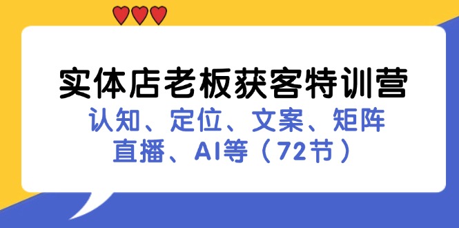 实体店老板获客特训营：认知、定位、文案、矩阵、直播、AI等（73节）-91学习网