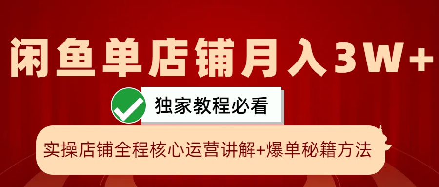 闲鱼单店铺月入3W+实操展示，爆单核心秘籍，一学就会-91学习网