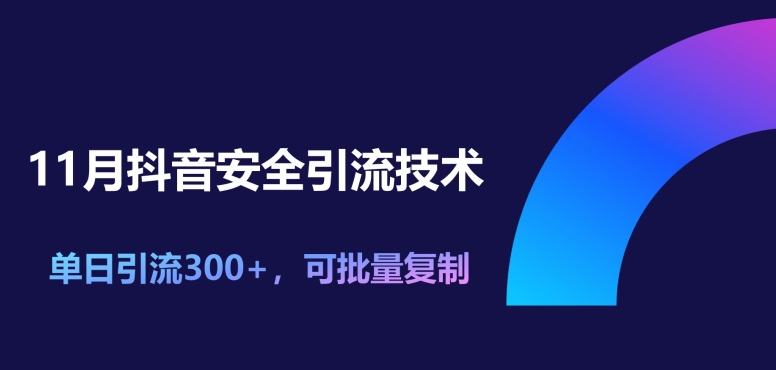 11月抖音安全引流技术，单日引流300+，可批量复制-91学习网