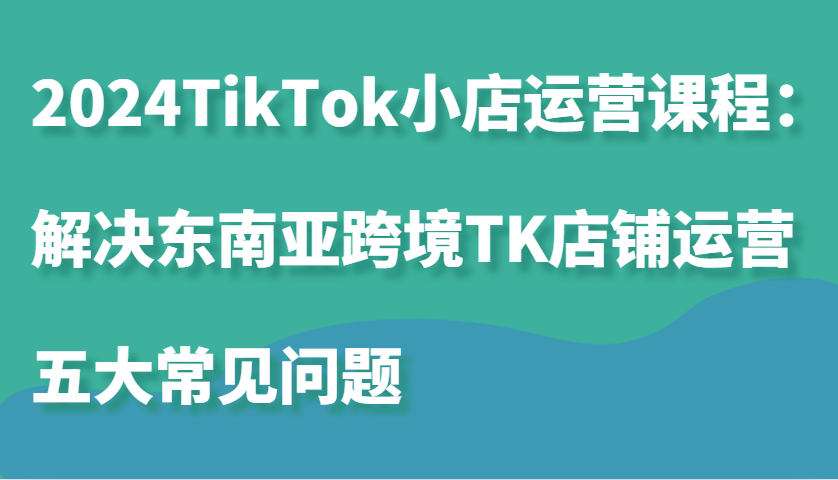 2024TikTok小店运营课程：解决东南亚跨境TK店铺运营五大常见问题-91学习网