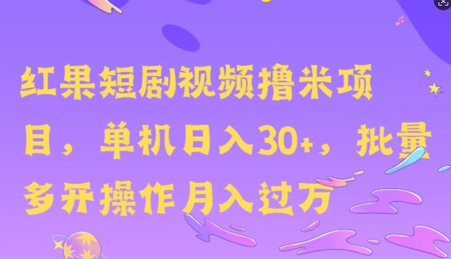 红果短剧撸米，无脑挂JI项目，单机日入30米，可批量复制操作-91学习网