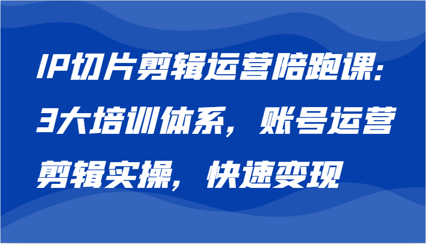 IP切片剪辑运营陪跑课，3大培训体系：账号运营 剪辑实操 快速变现-91学习网